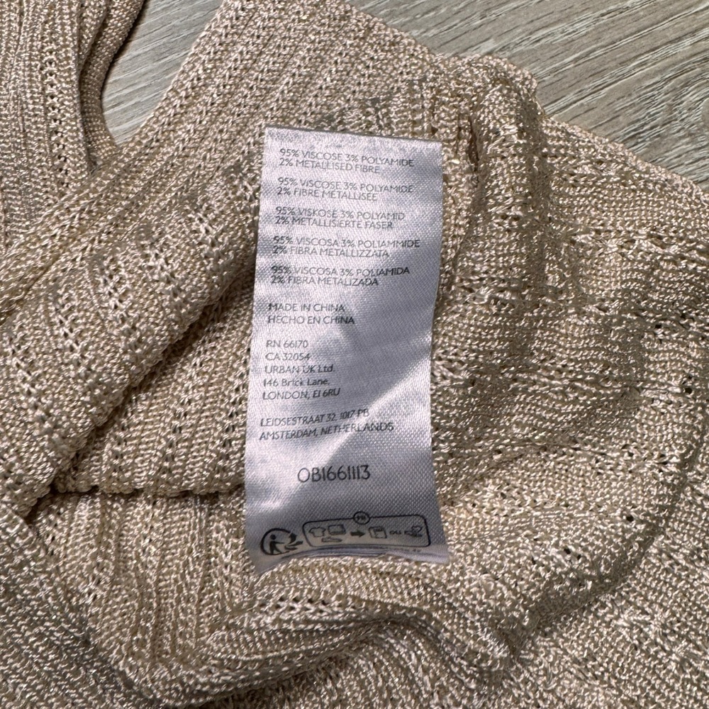 Free‎ People Seascape Vest Metallic Knit Button Front Top Beige Size Medium M - Picture 6 of 9